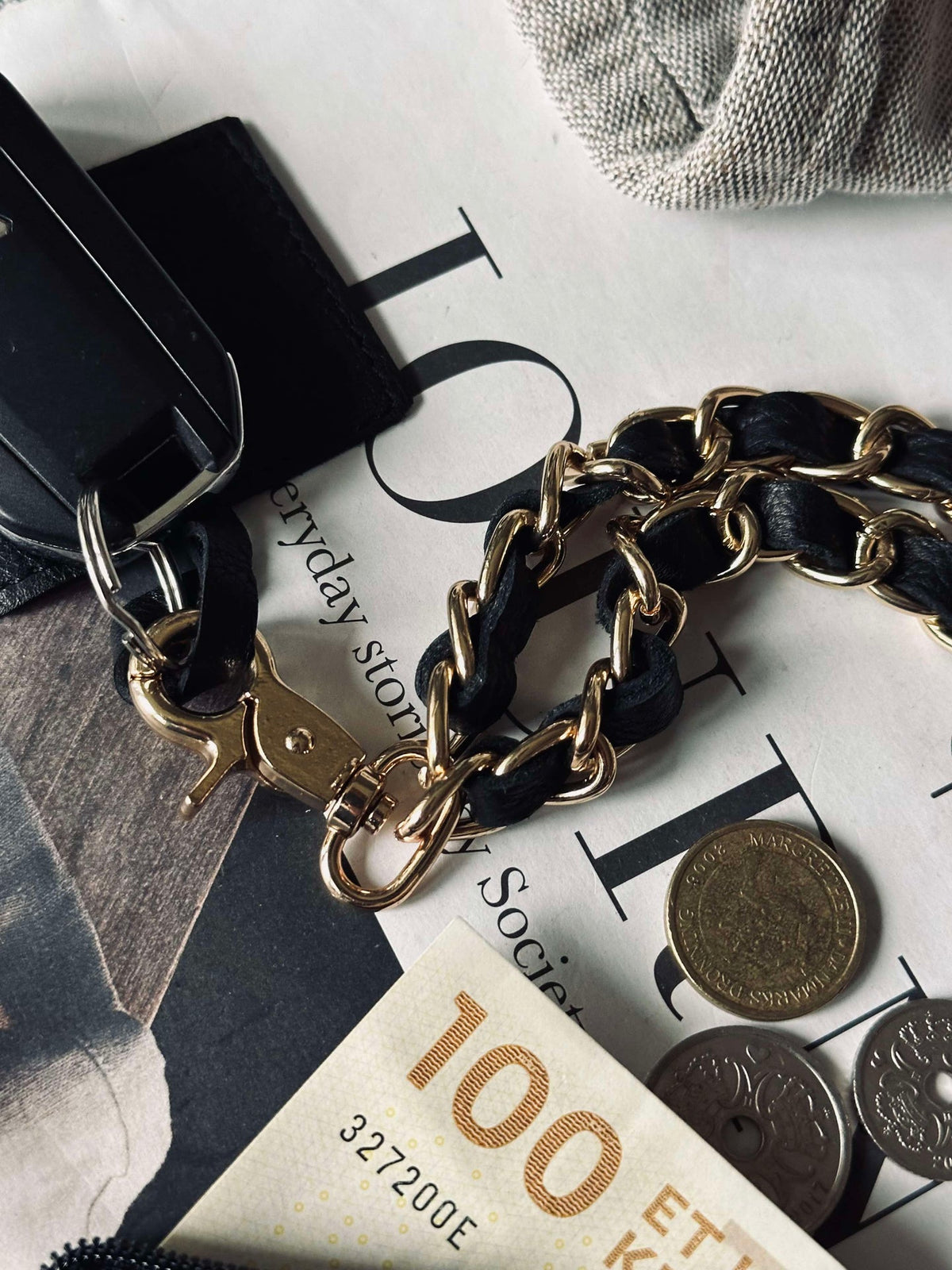 Lanière pour mobile / porte-clés – Black leather