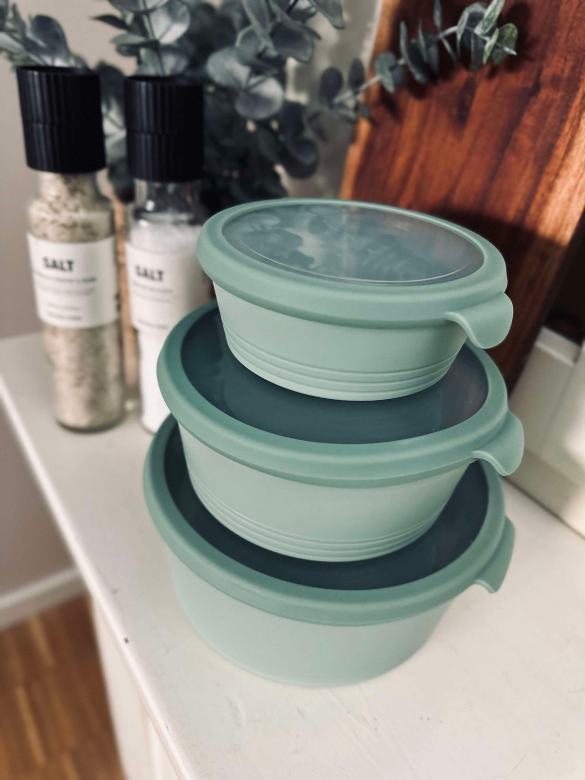 Bols avec couvercles - Lot de 3 bols verts