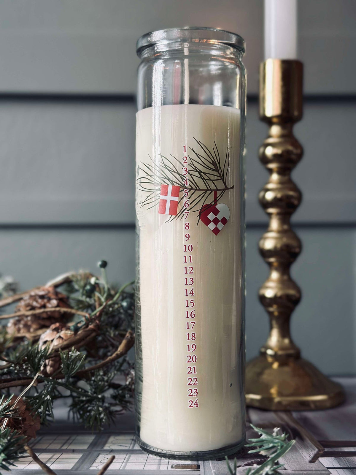Bougie calendrier en verre - Dansk Jul