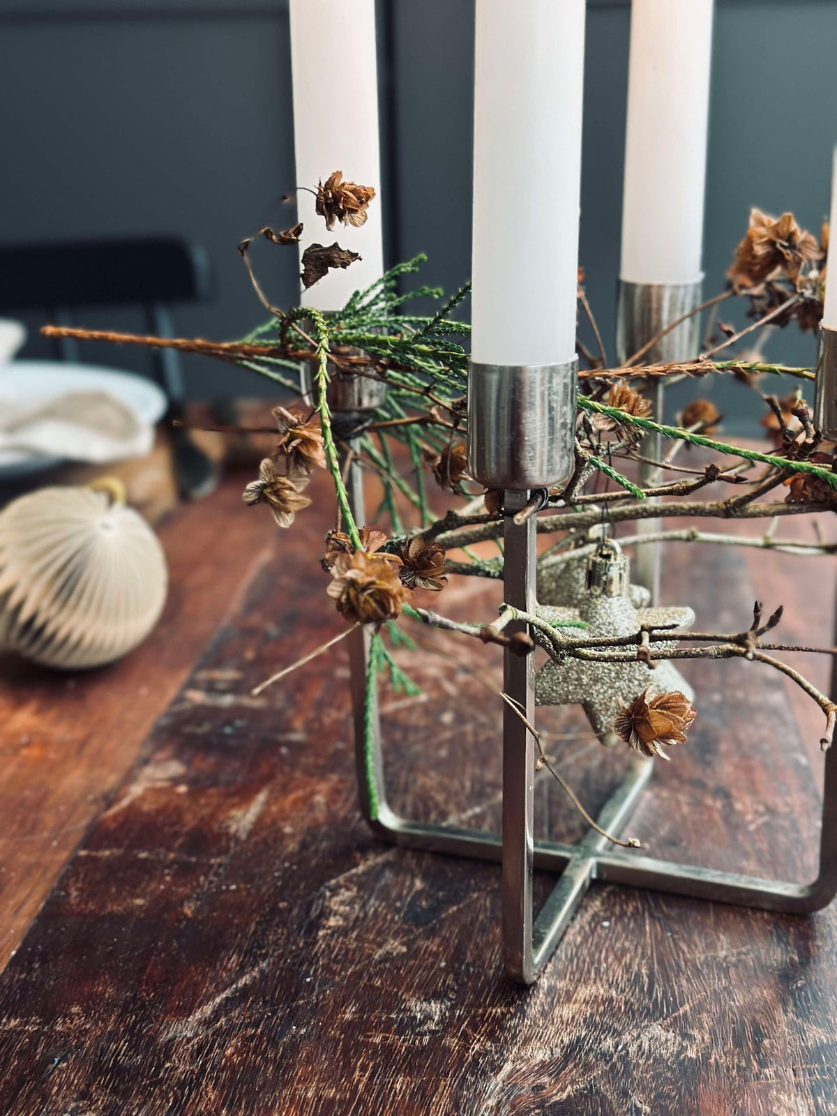 Chandelier NAOMI SILVER pour 4 cierges