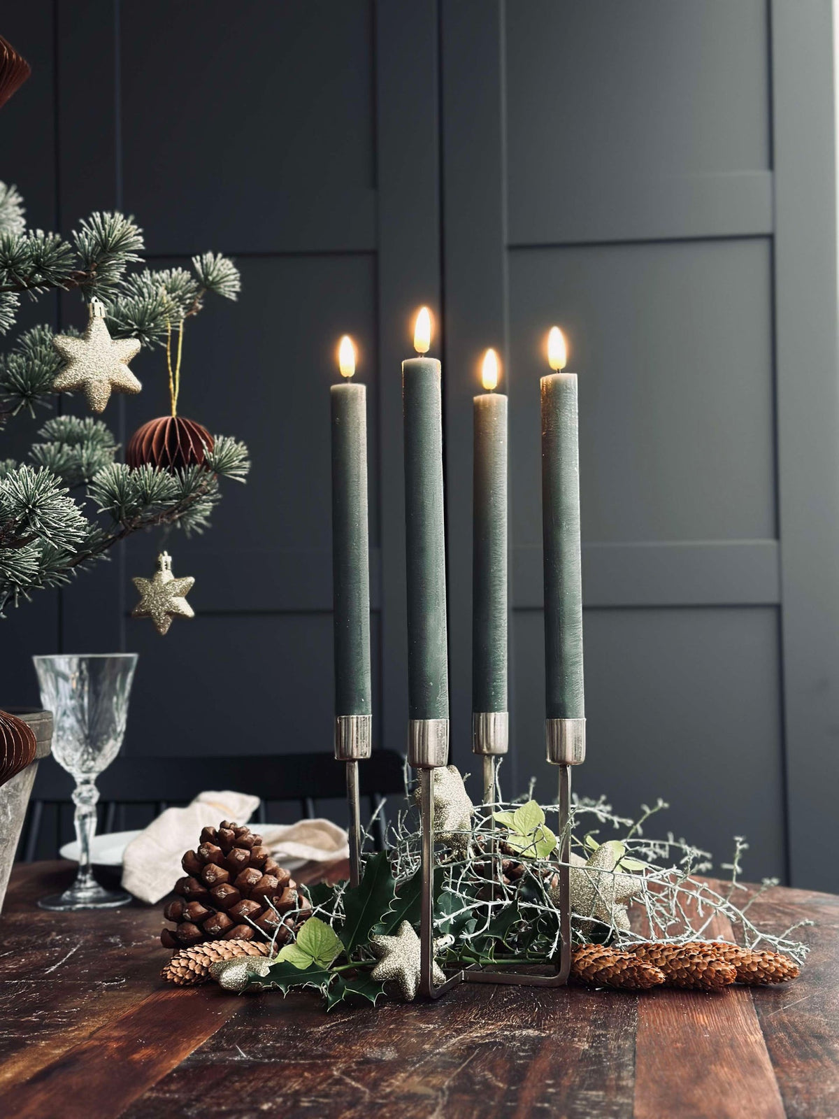 Chandelier NAOMI SILVER pour 4 cierges