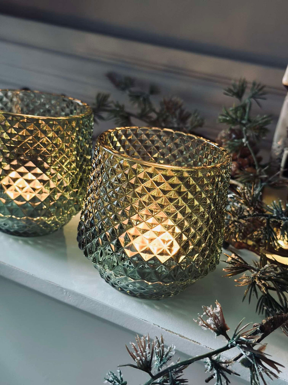 Bougeoirs en verre Vert - Lot de 3 pièces