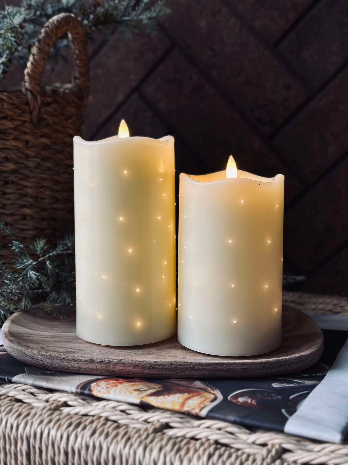 Bougie bloc LED Twinkle - 15 cm - Crème