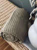Plaid Stone-washed en coton gaufré - Beige foncé