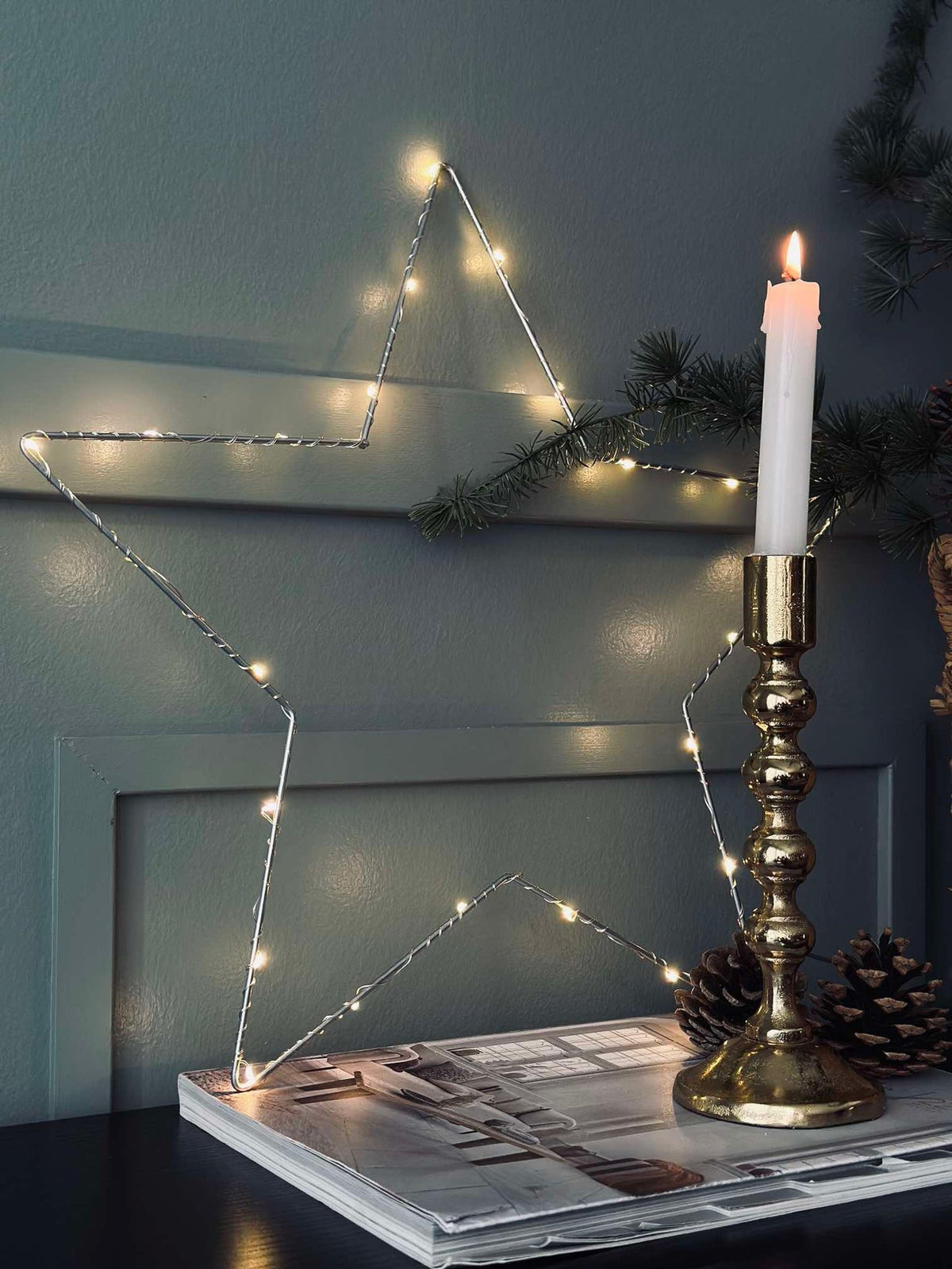 Étoile LED argentée 45 cm - Approuvée pour intérieur et extérieur