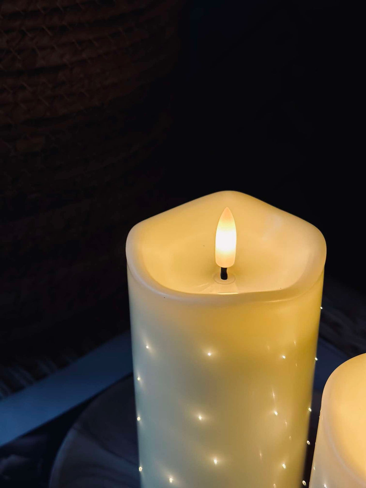 Bougie bloc LED Twinkle - 15 cm - Crème