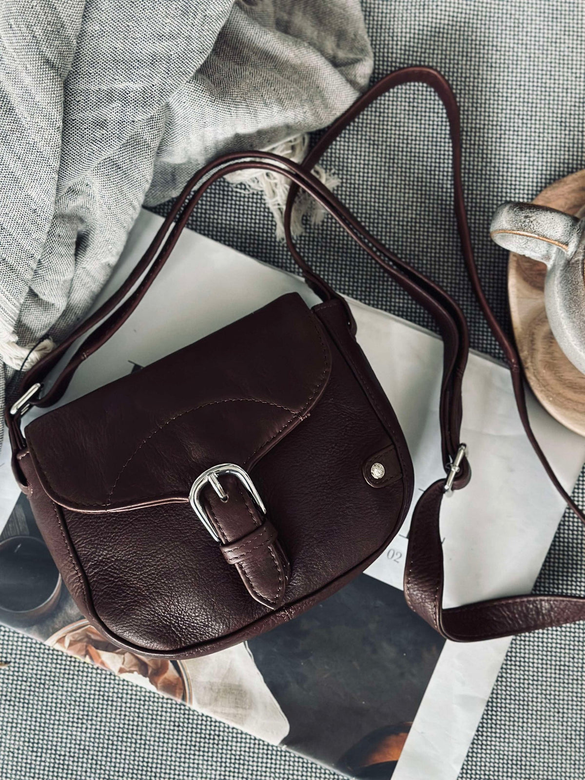 Sac bandoulière Aura Dark Brown