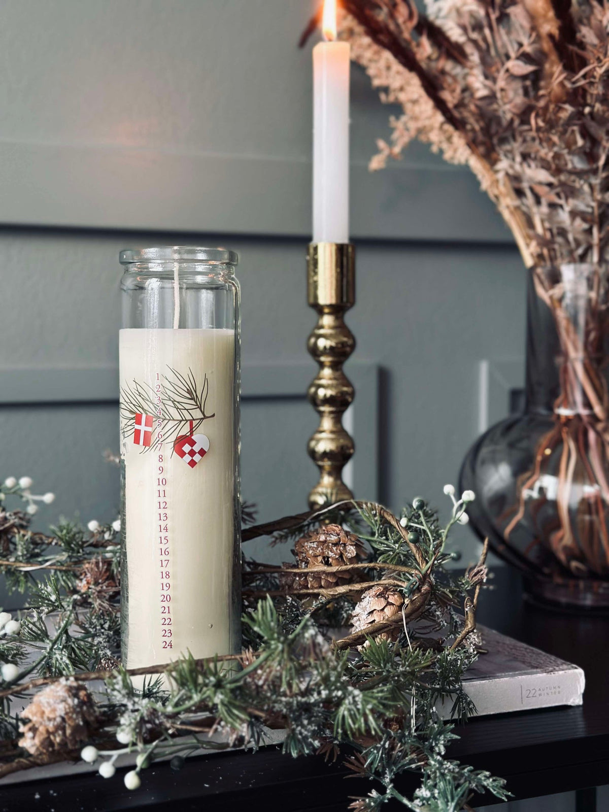 Bougie calendrier en verre - Dansk Jul