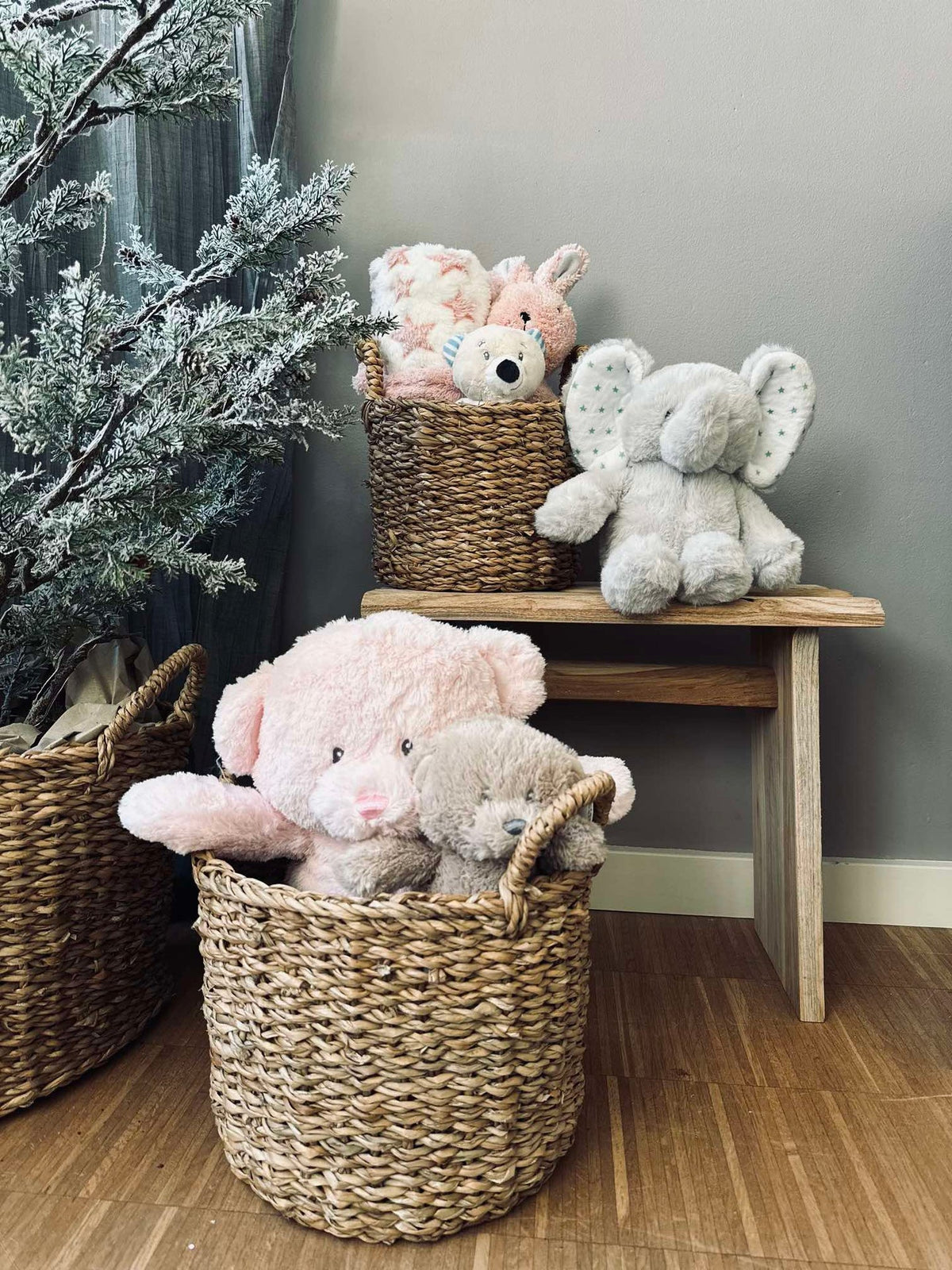 Éléphant en peluche - 25 cm - Gris