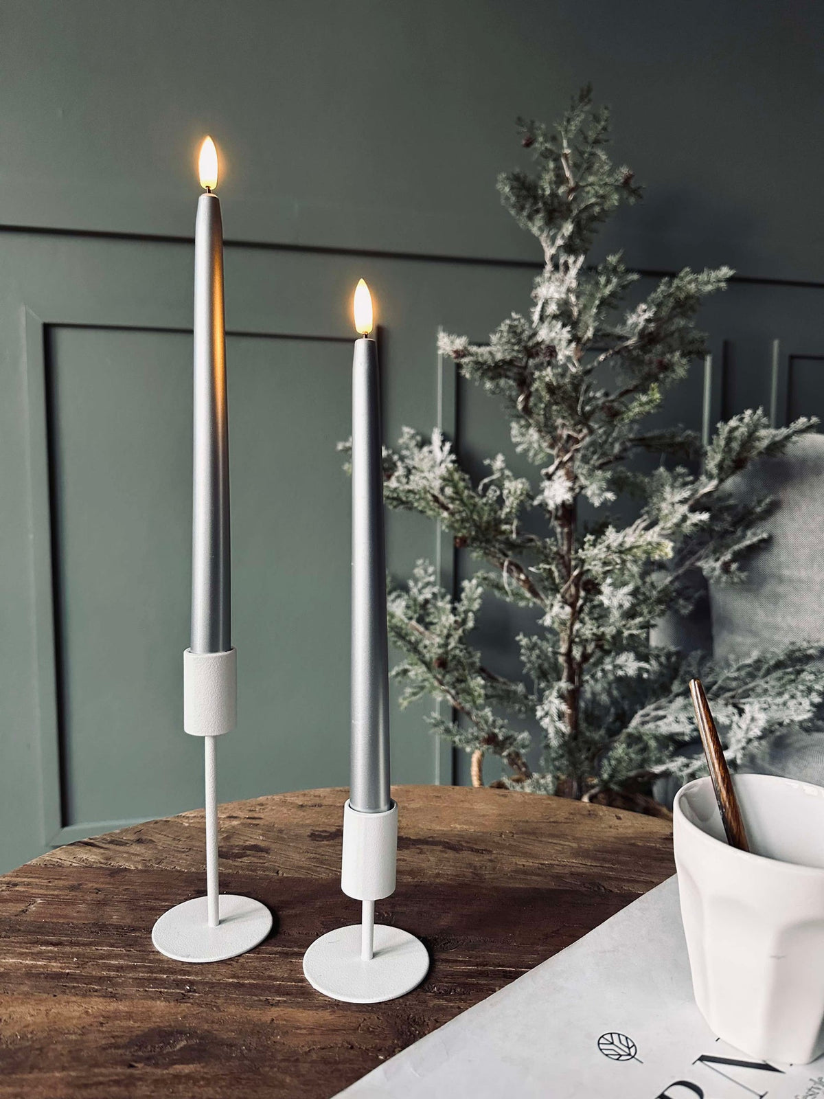 Bougies LED chandelles argent 2 pcs - Télécommande incluse