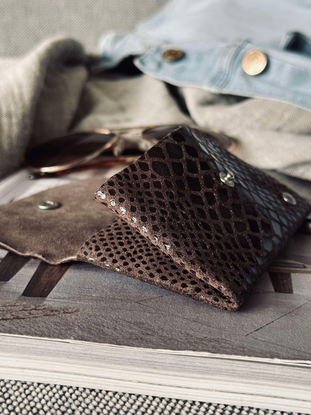 Porte-monnaie Aura small - Brown croco