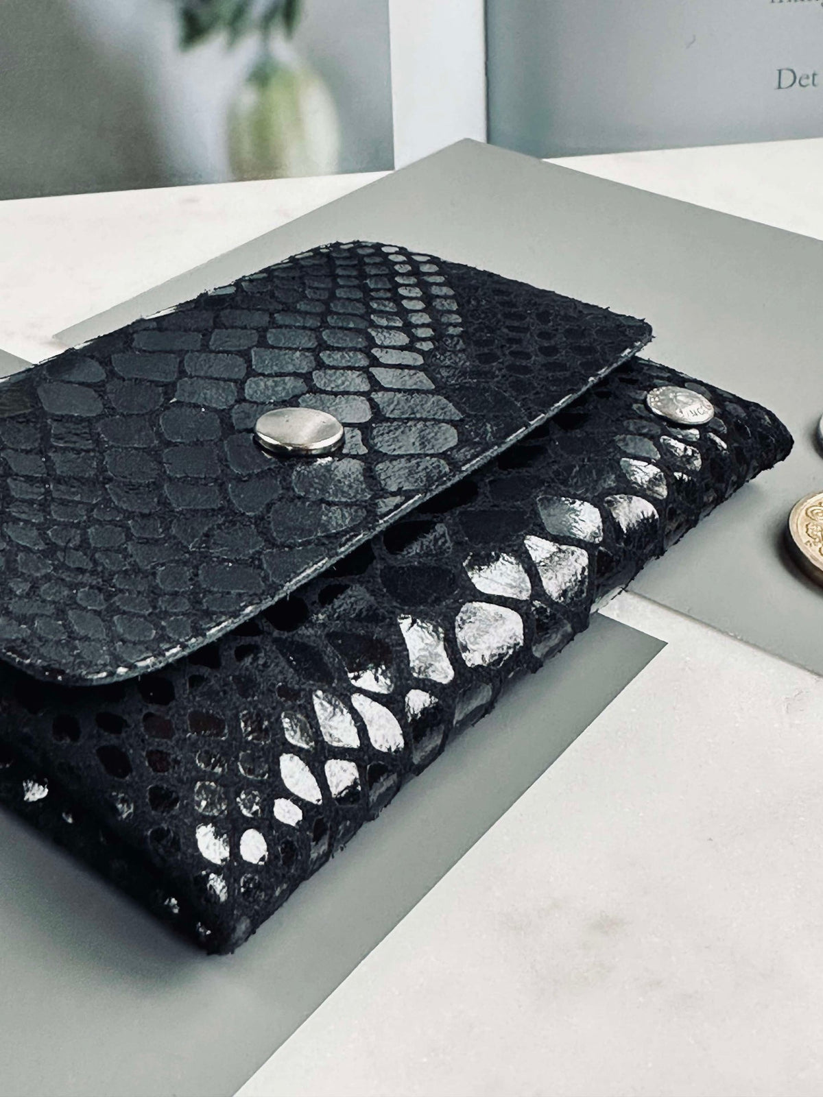 Porte-monnaie Aura small - Black croco