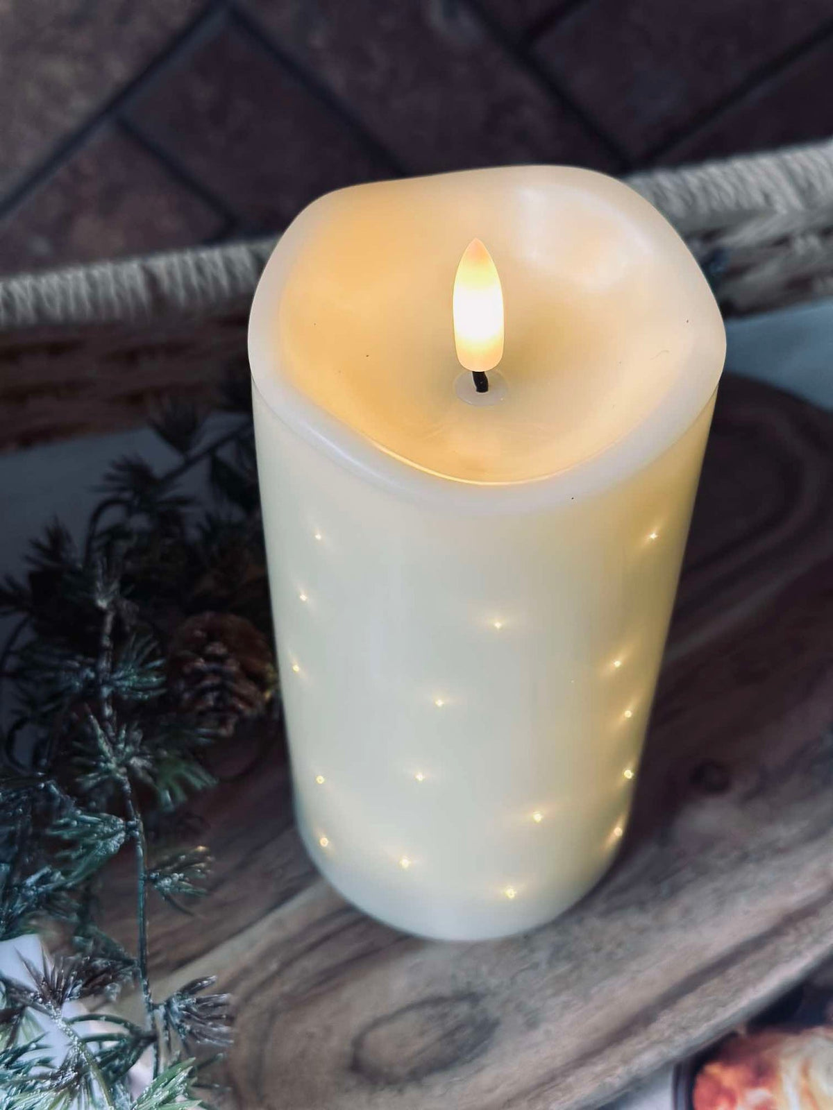 Bougie bloc LED Twinkle - 15 cm - Crème