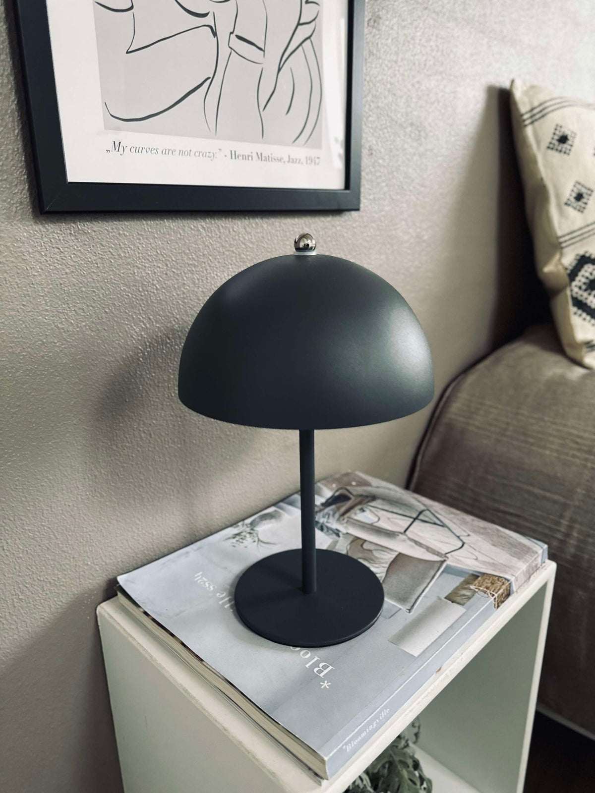 Lampe de table LED tactile, beige et grise