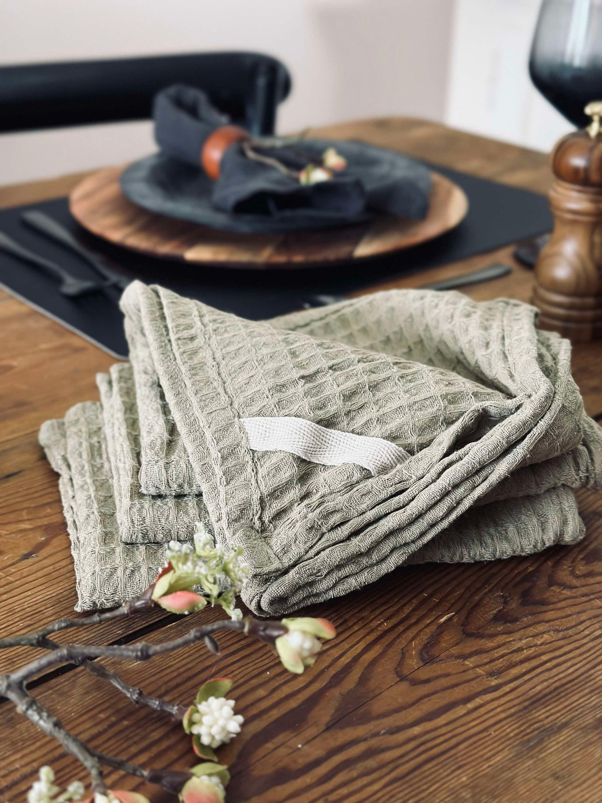 Torchons 3 pcs. - Gaufrés Beige Foncé