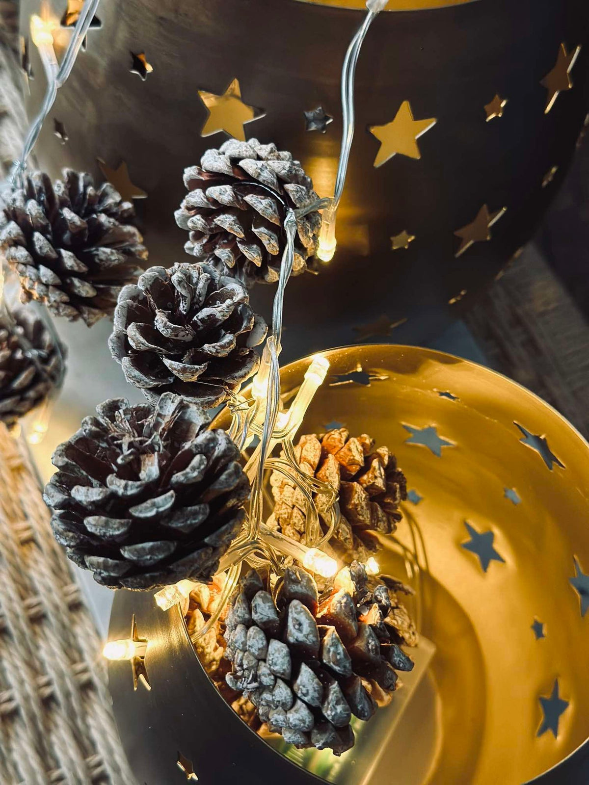 Guirlande lumineuse avec petites pommes de pin