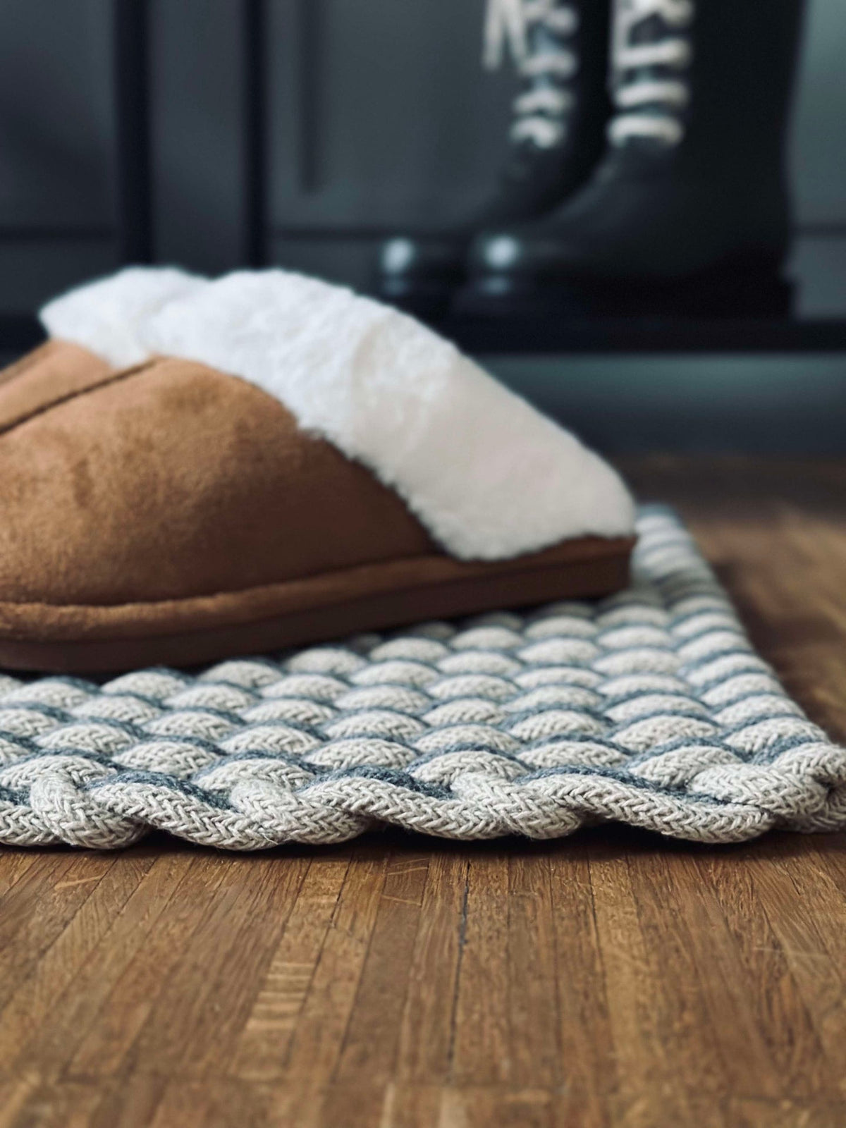 Tapis en coton tressé - Naturel / gris