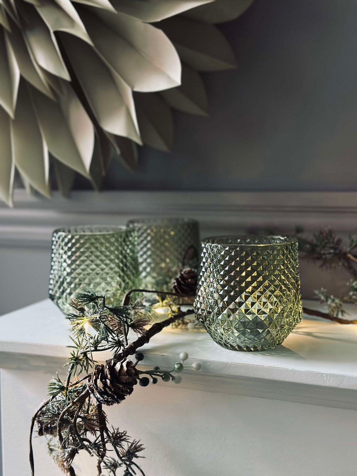 Bougeoirs en verre Vert - Lot de 3 pièces