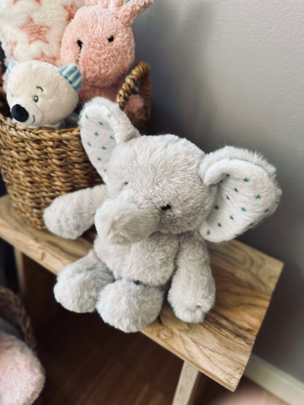 Éléphant en peluche - 25 cm - Gris