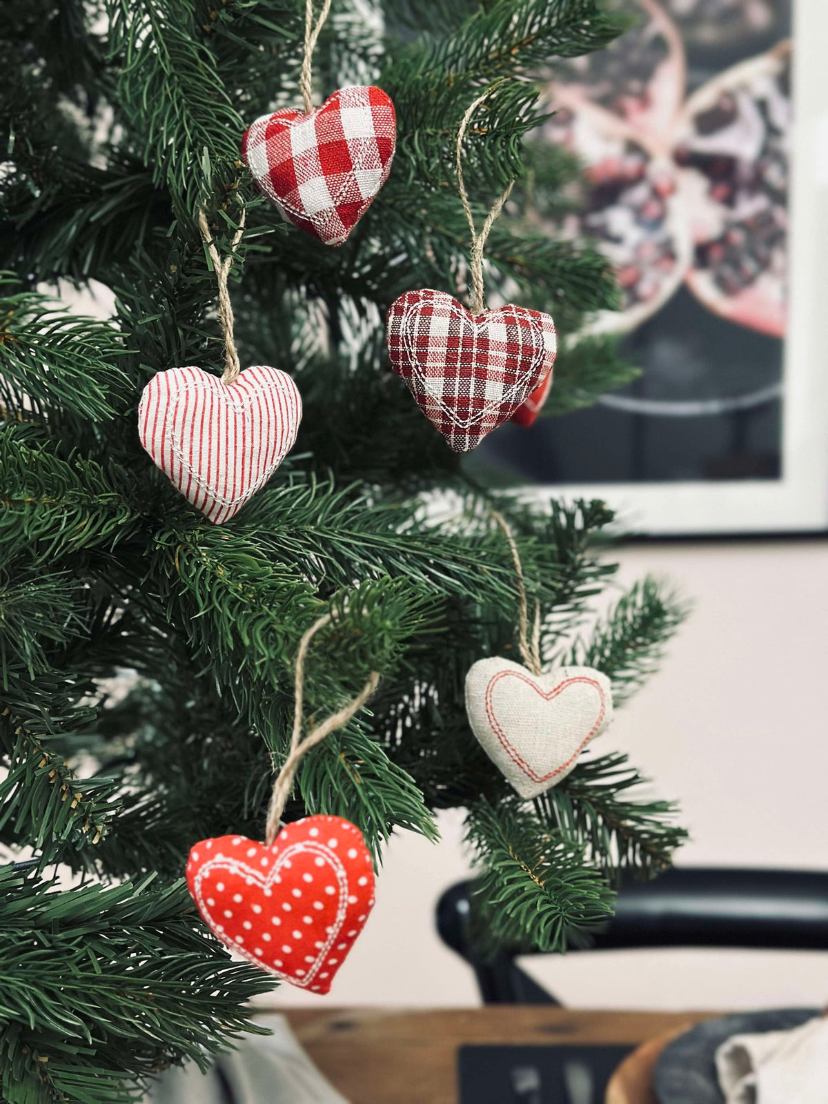 Cœurs de Noël à suspendre - 6 pcs.
