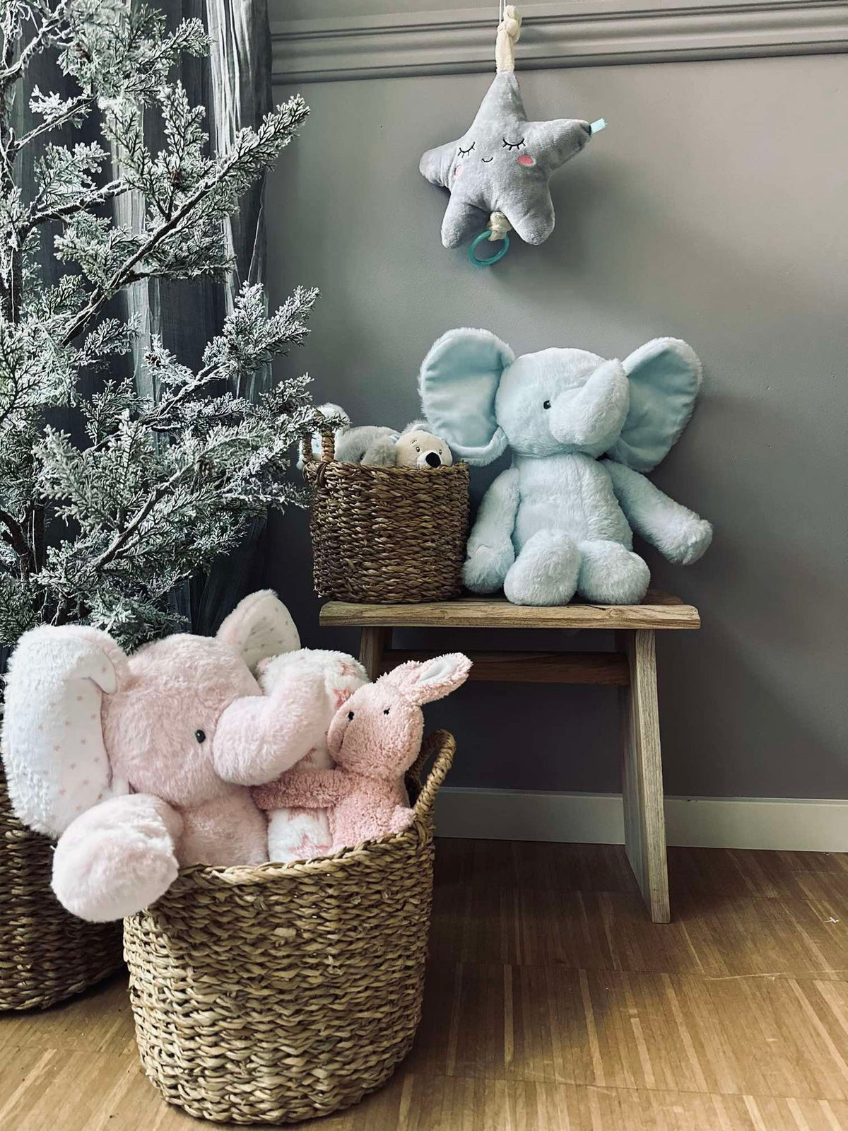Éléphant en peluche 38 cm - Bleu clair