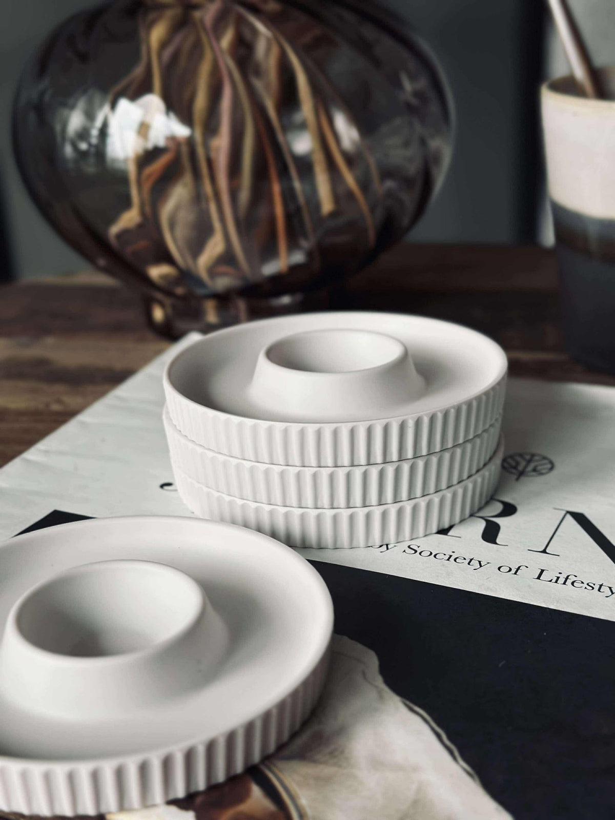 Coquetiers en mélamine blanc - 4 pcs.