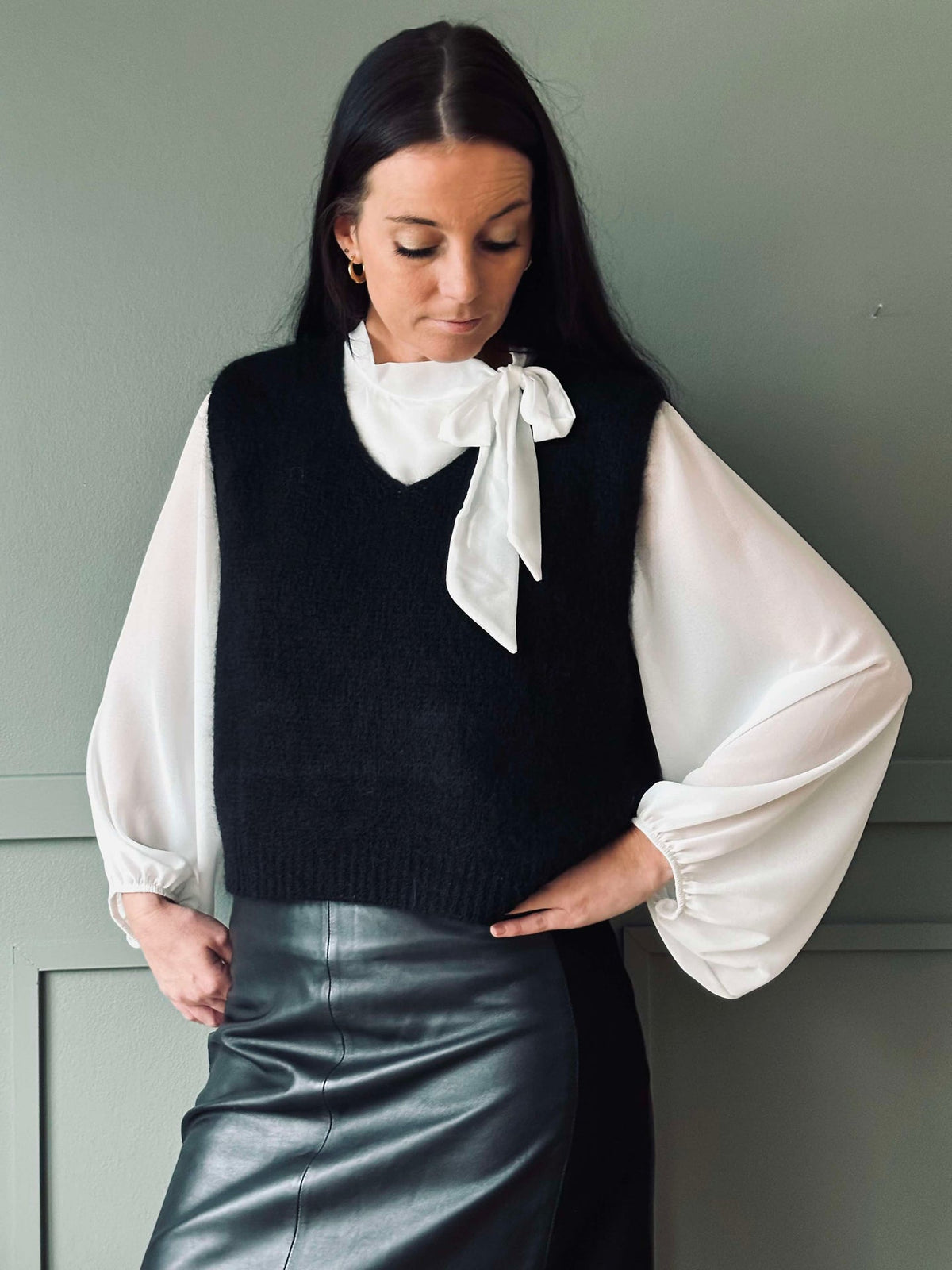 Blouse avec nœud - White