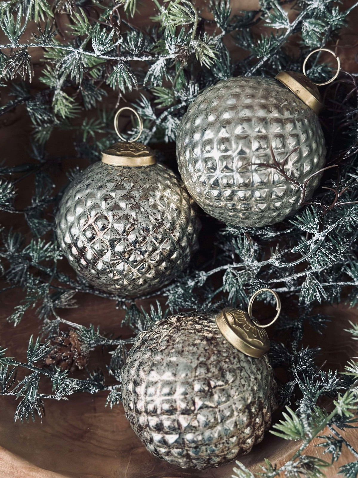 Boules de Noël en verre Doré - Lot de 3