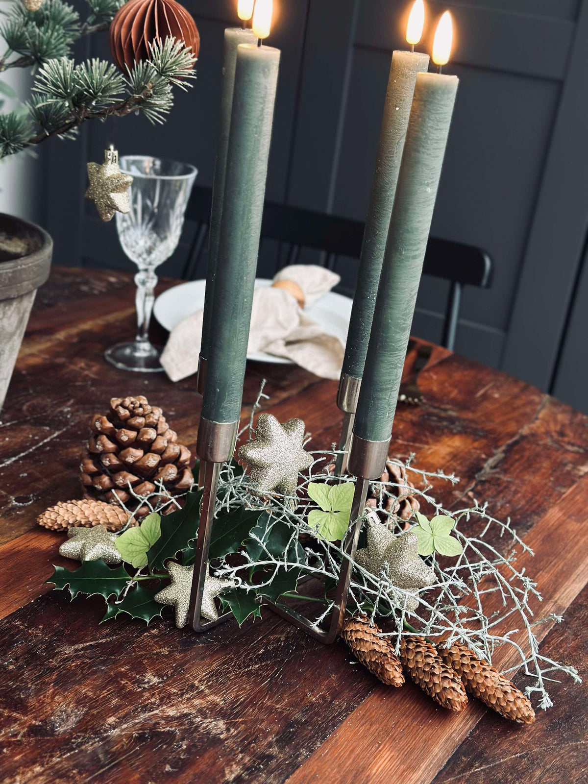 Chandelier NAOMI SILVER pour 4 cierges