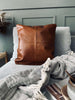 Housse de coussin cuir - Cognac 45x45