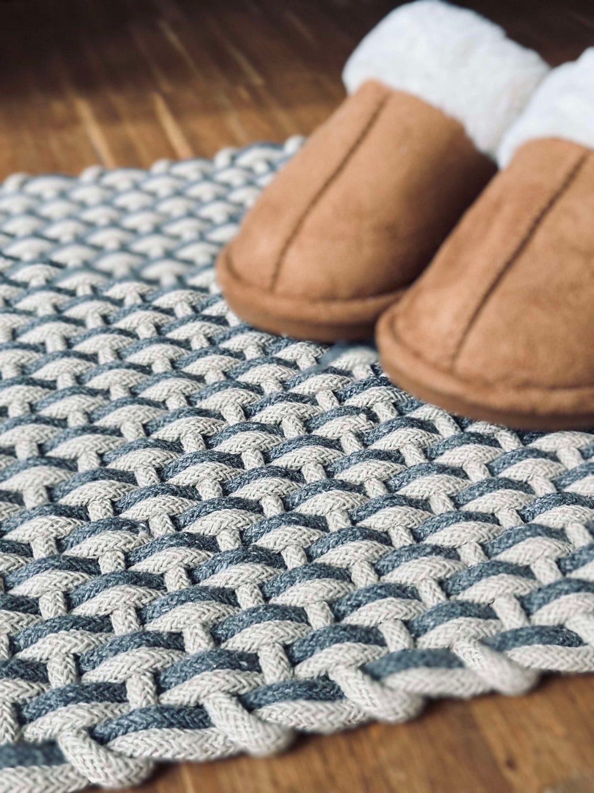 Tapis en coton tressé - Naturel / gris