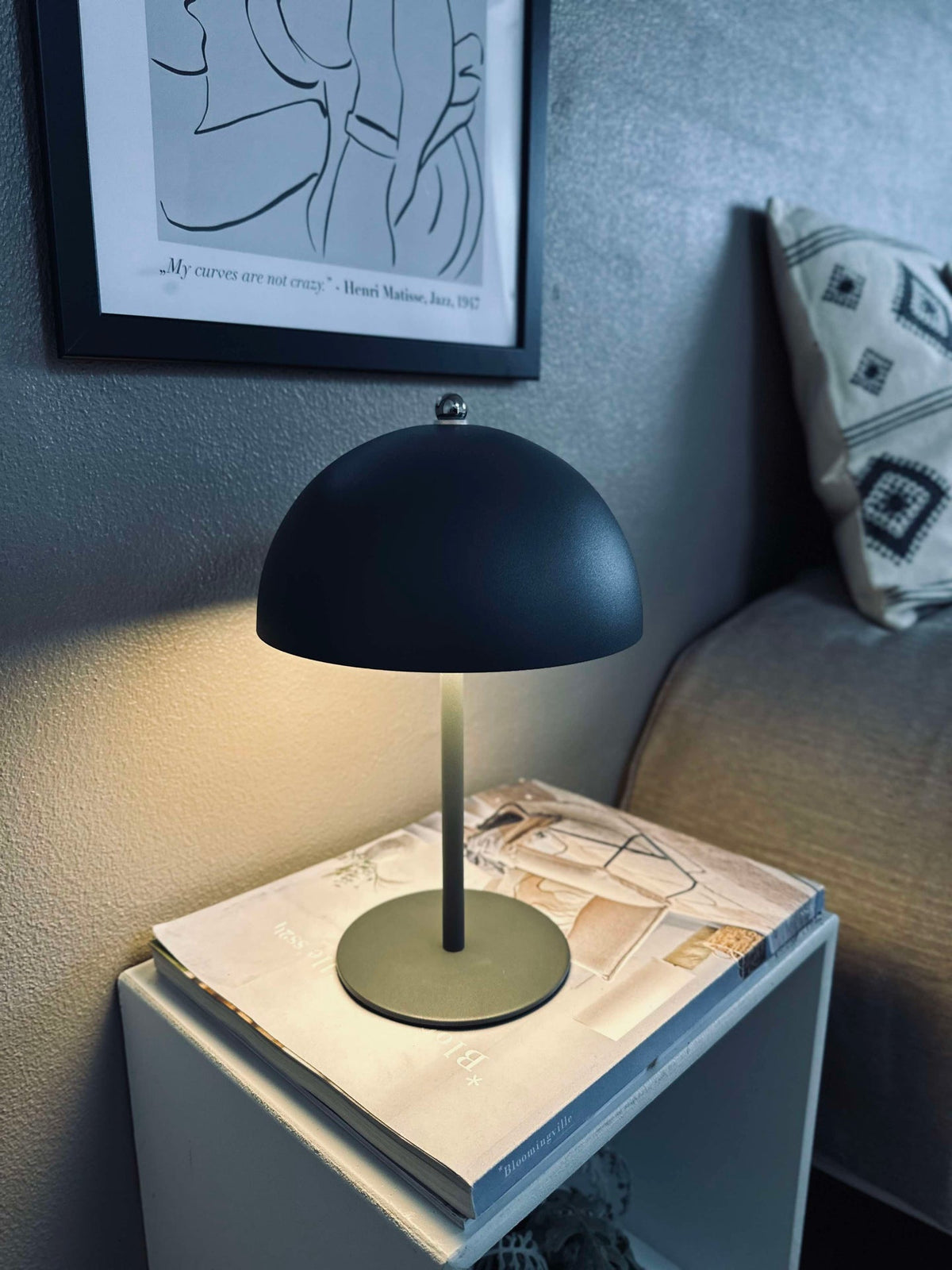 Lampe de table LED tactile, beige et grise