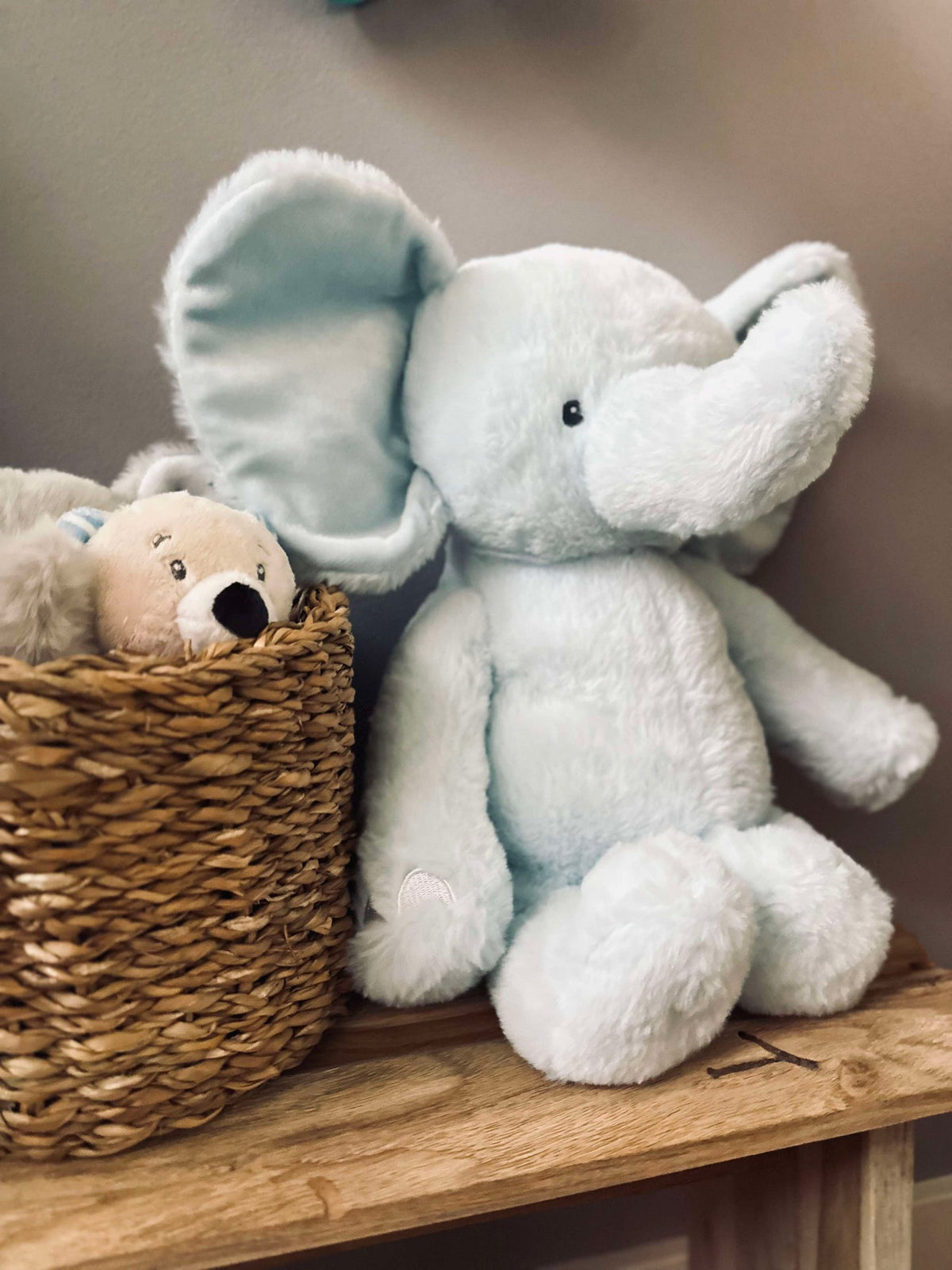 Éléphant en peluche 38 cm - Bleu clair