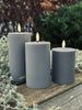 Bougies piliers LED d’extérieur à rainures - Lot de 3 - Gris