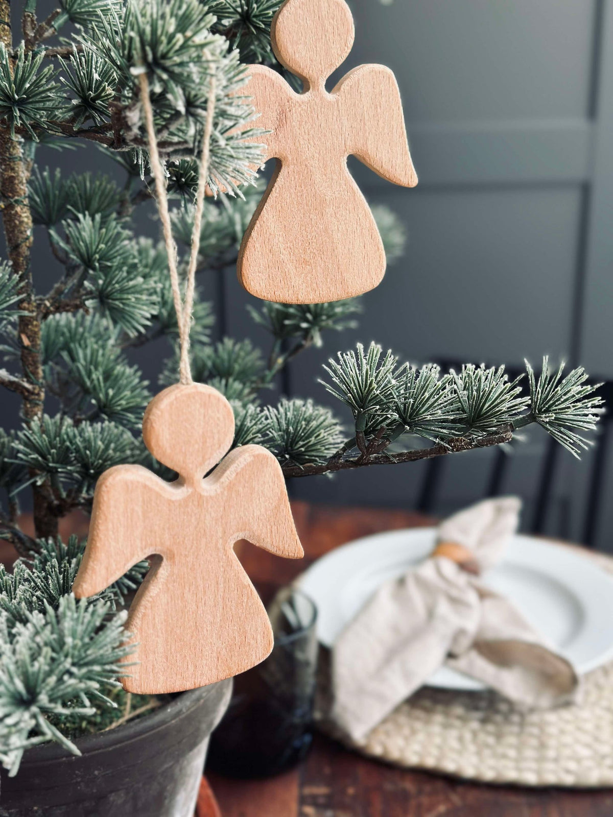 Suspension Ange en bois - clair