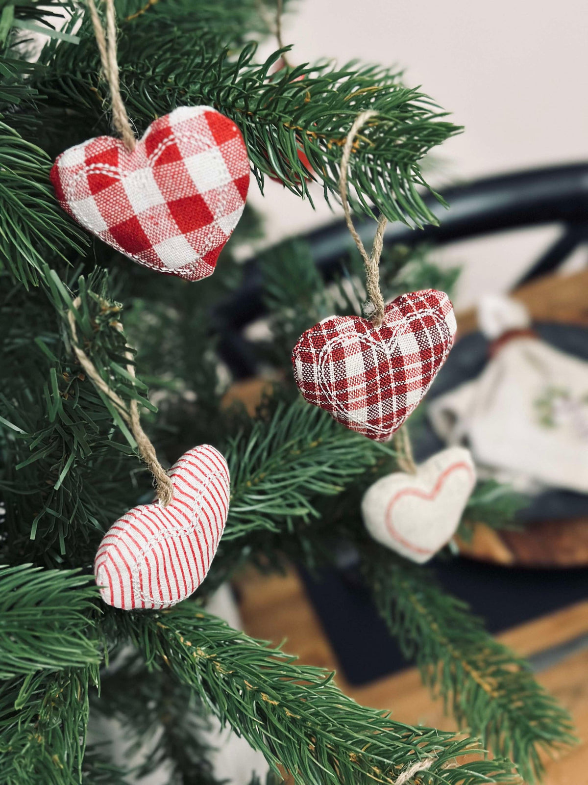 Cœurs de Noël à suspendre - 6 pcs.
