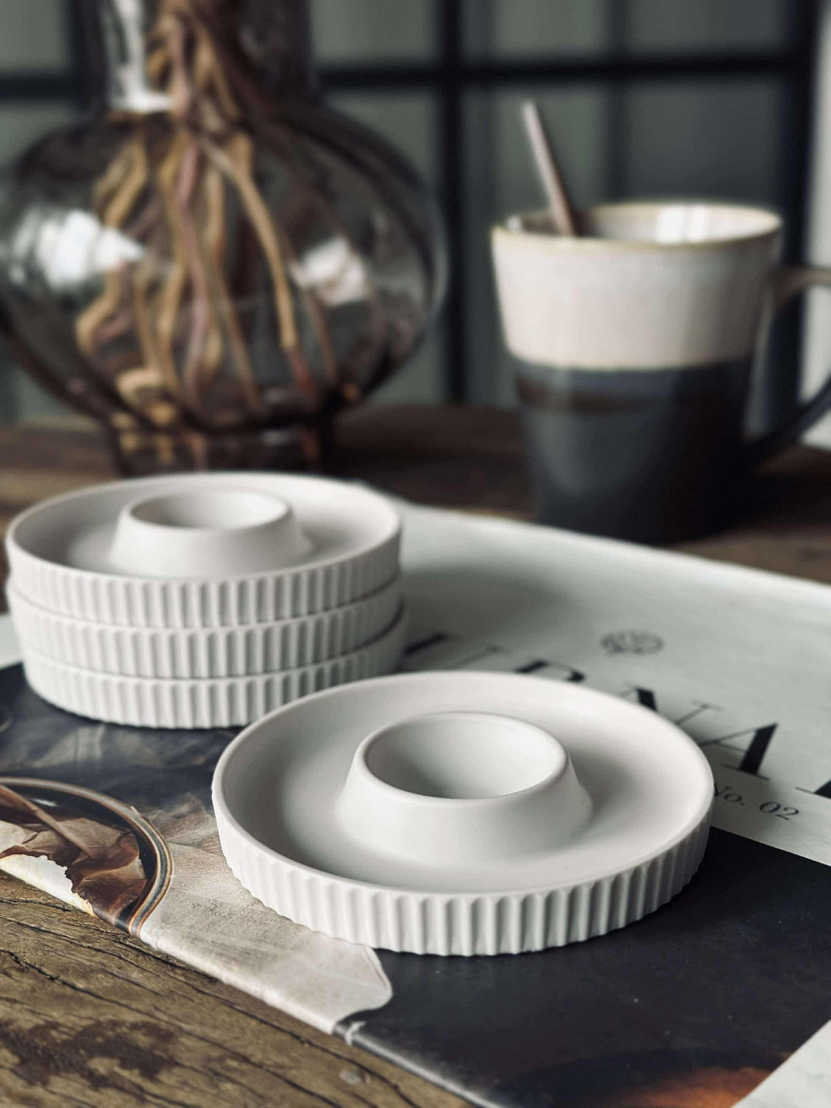 Coquetiers en mélamine blanc - 4 pcs.