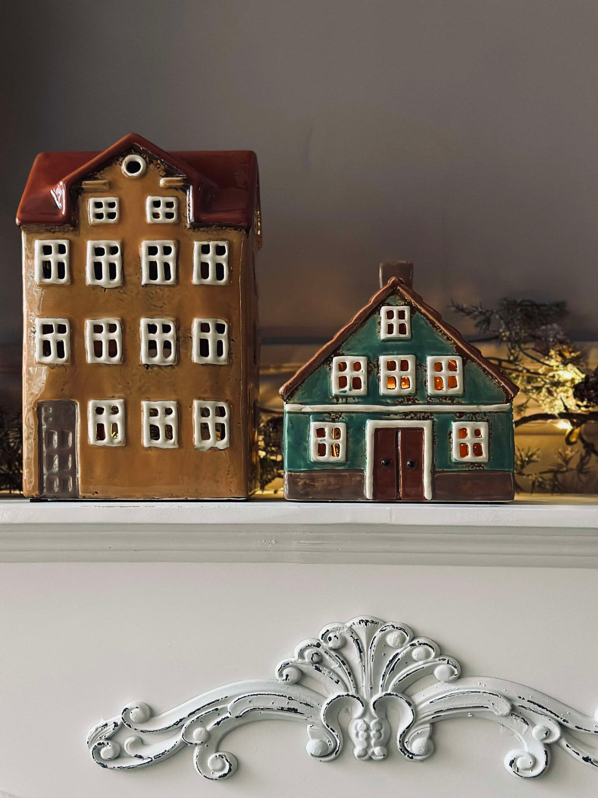 Maison photophore en céramique - Jaune