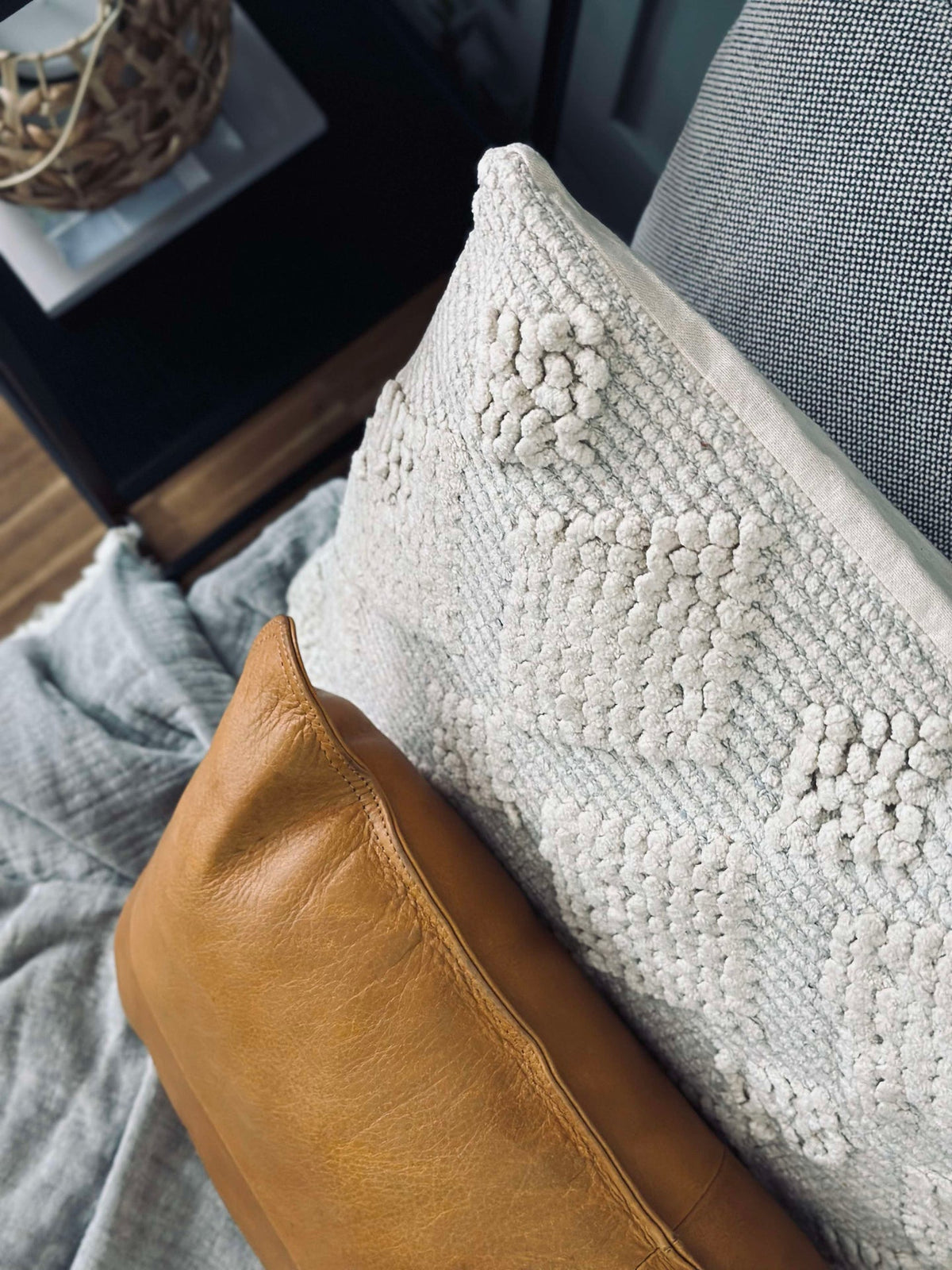 Coussin Cognac clair - cuir de buffle