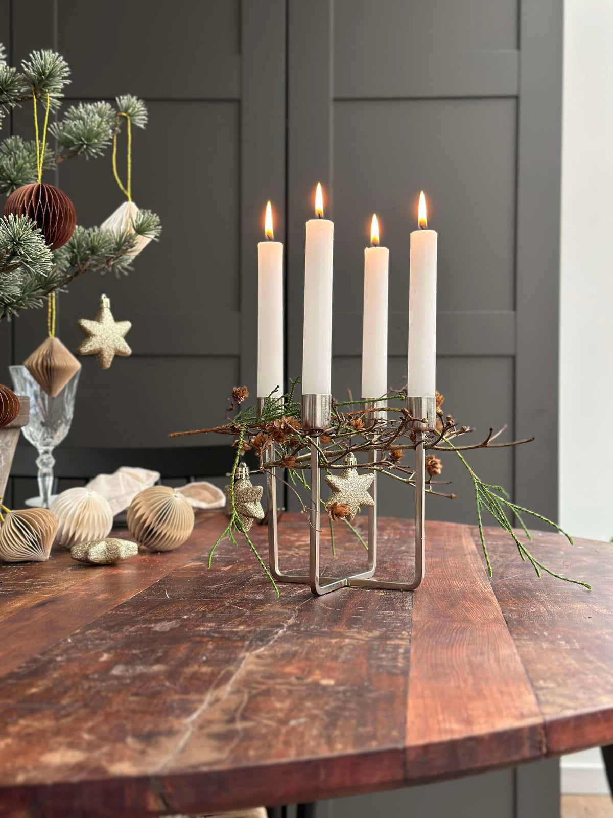 Chandelier NAOMI SILVER pour 4 cierges