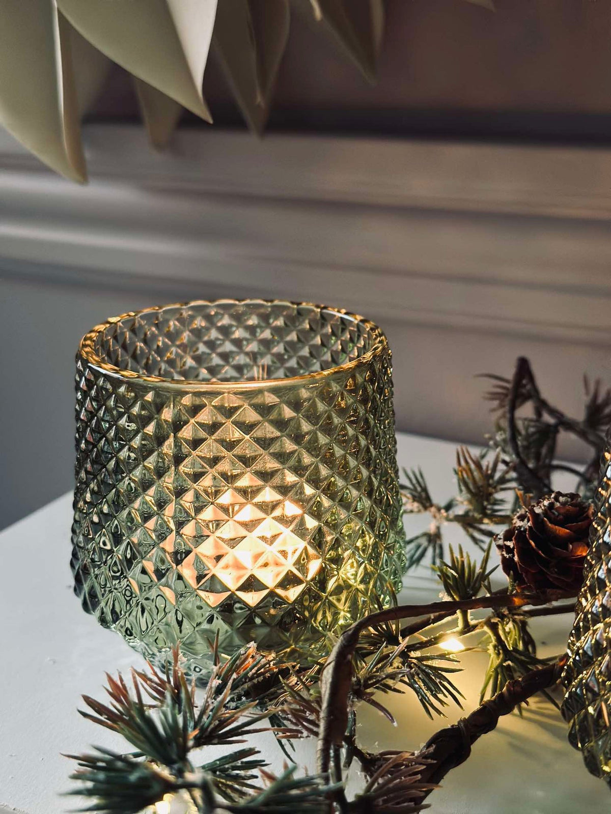 Bougeoirs en verre Vert - Lot de 3 pièces