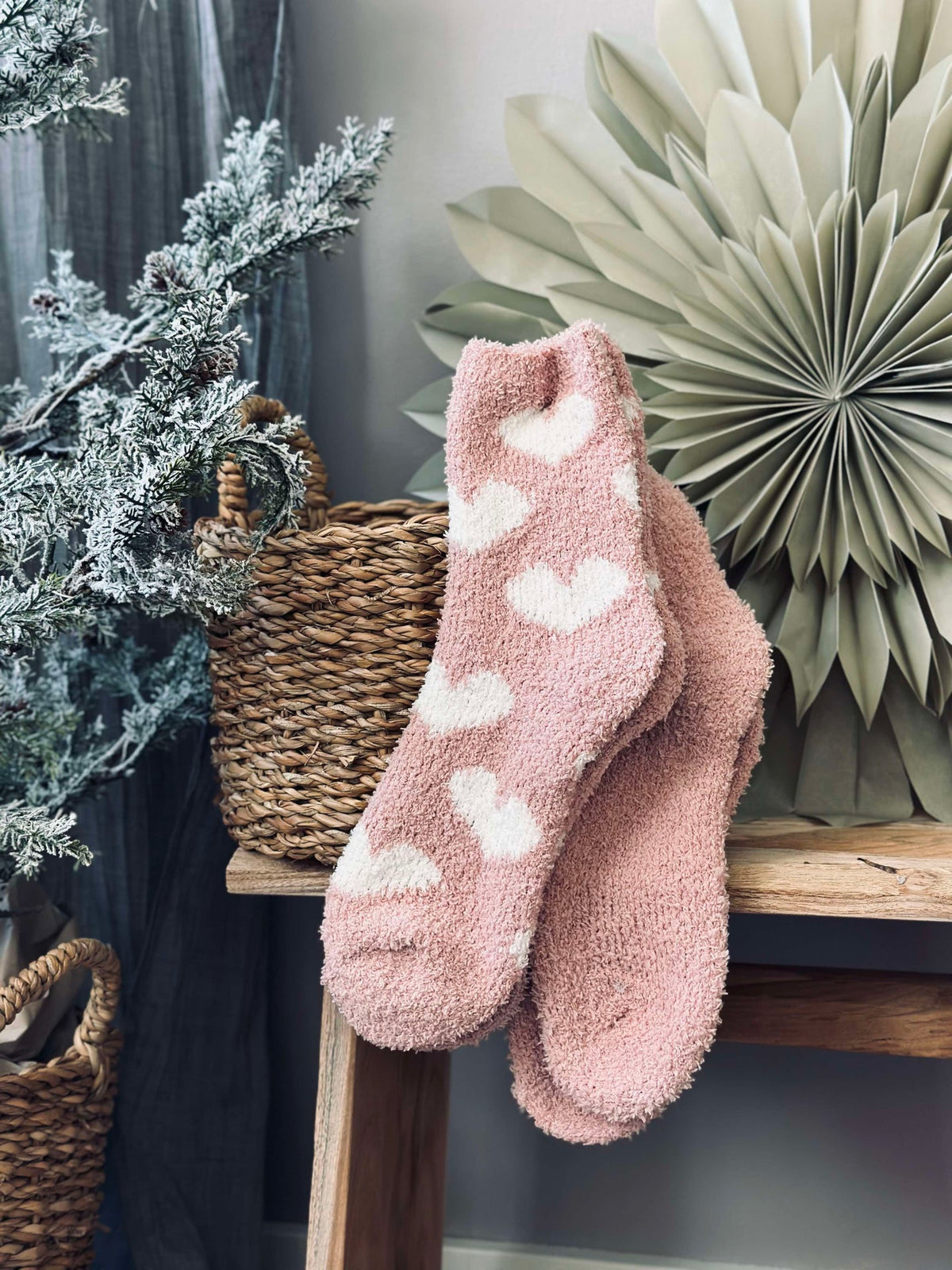 Chaussettes Fluffy Rose - Lot de 2 paires