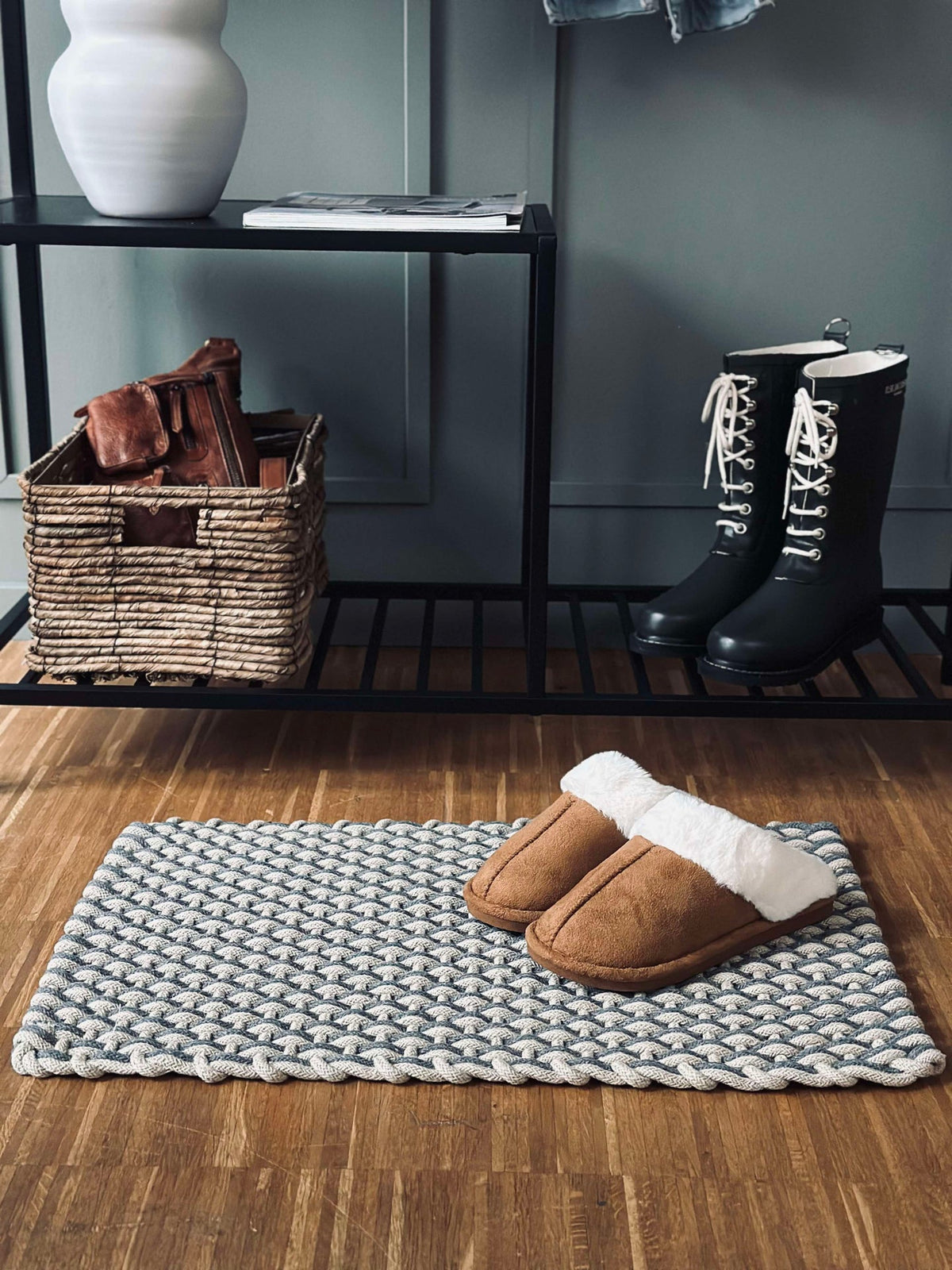 Tapis en coton tressé - Naturel / gris