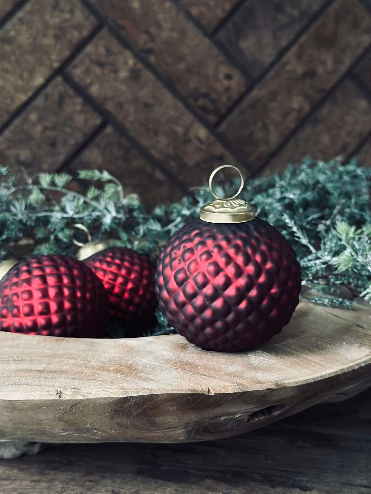 Boules de Noël en verre Rouge - Lot de 3 pcs