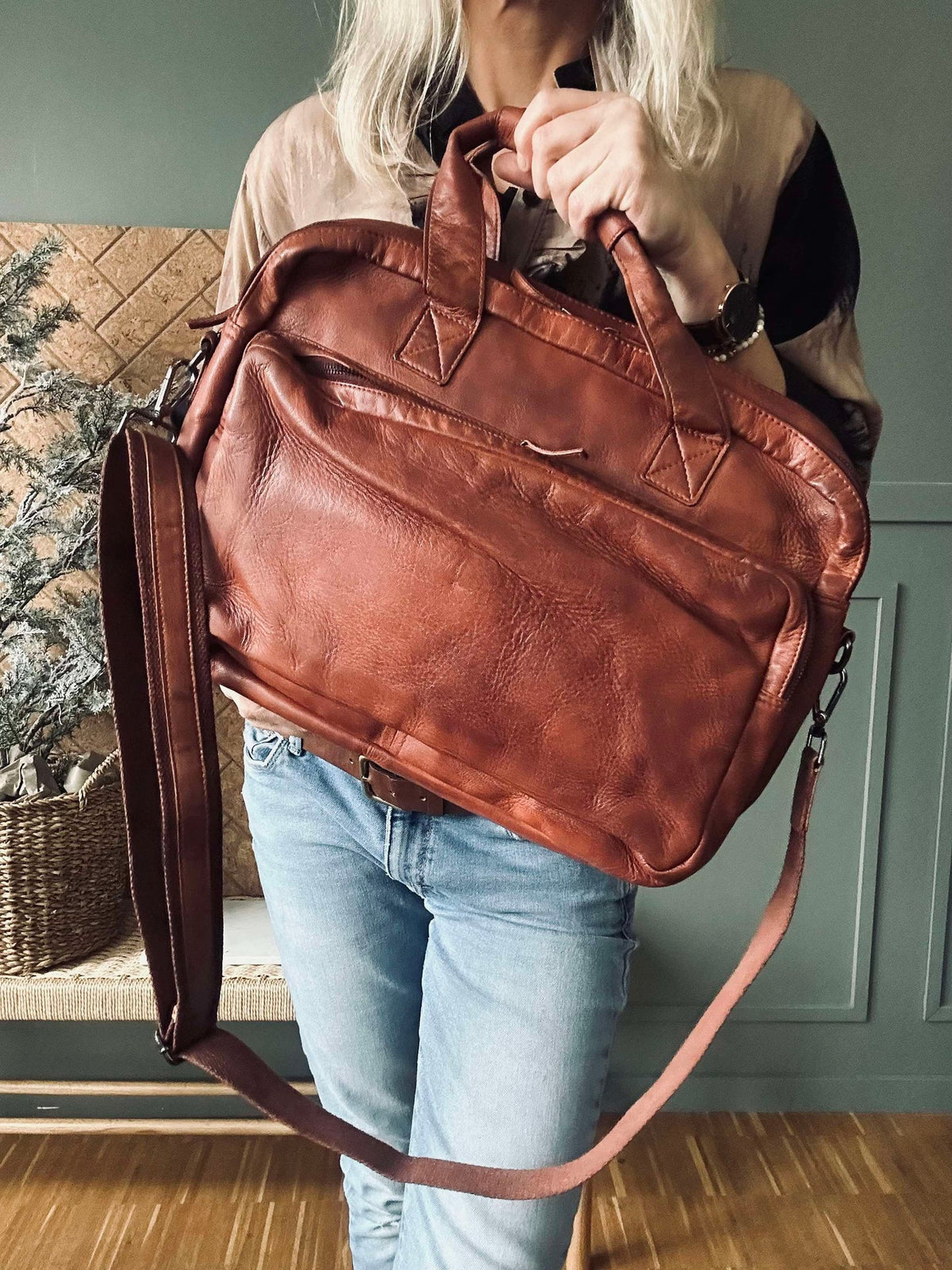 Sac de travail - Cognac Cow leather