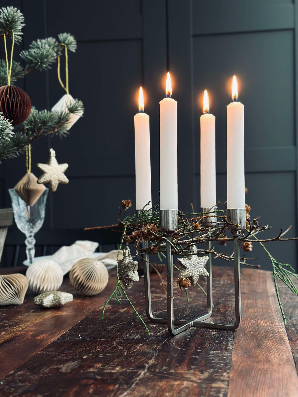 Chandelier NAOMI SILVER pour 4 cierges