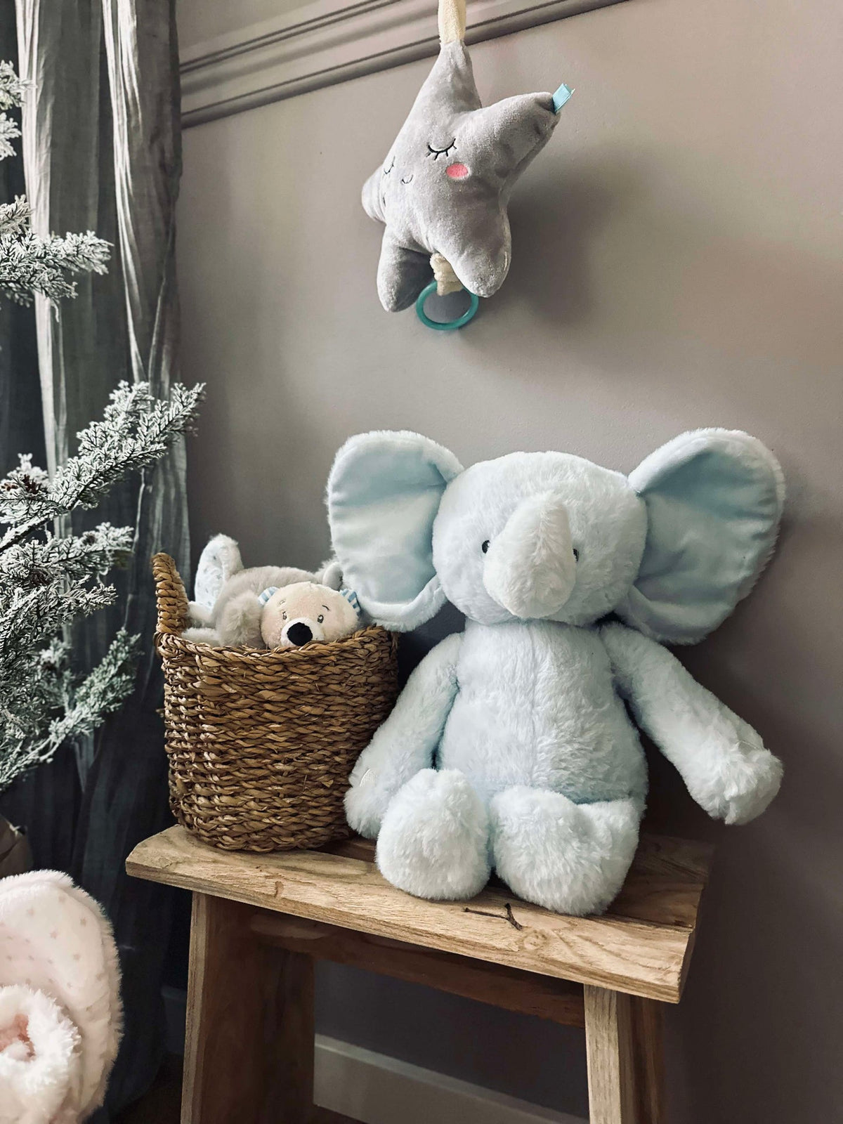 Éléphant en peluche 38 cm - Bleu clair