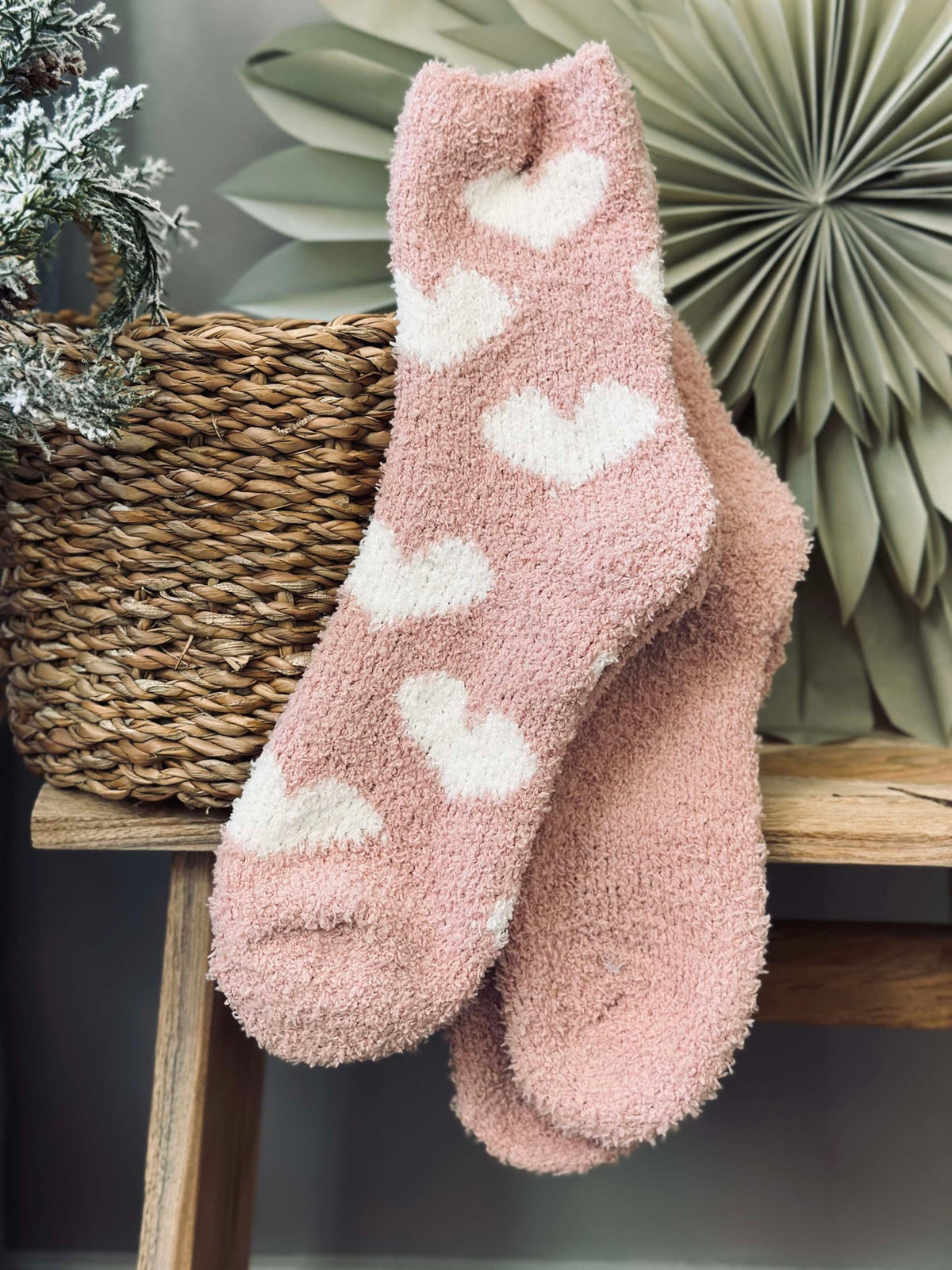 Chaussettes Fluffy Rose - Lot de 2 paires