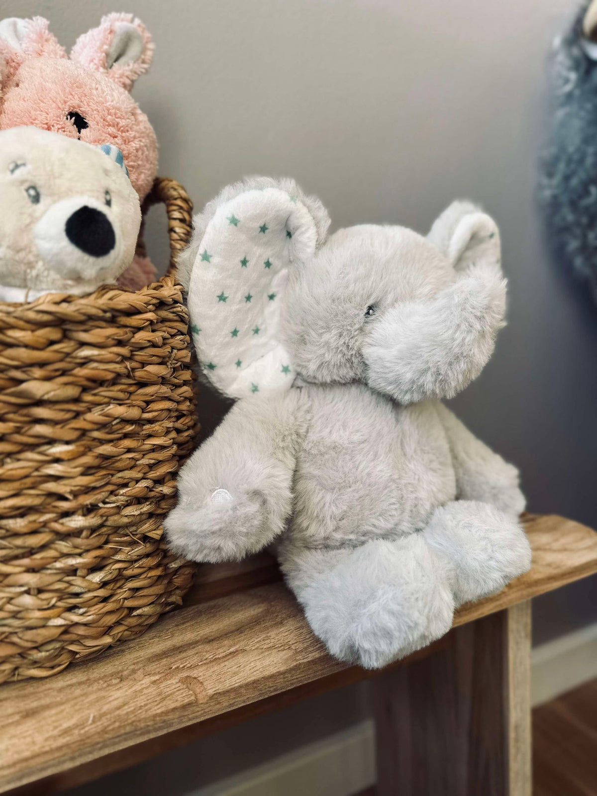 Éléphant en peluche - 25 cm - Gris