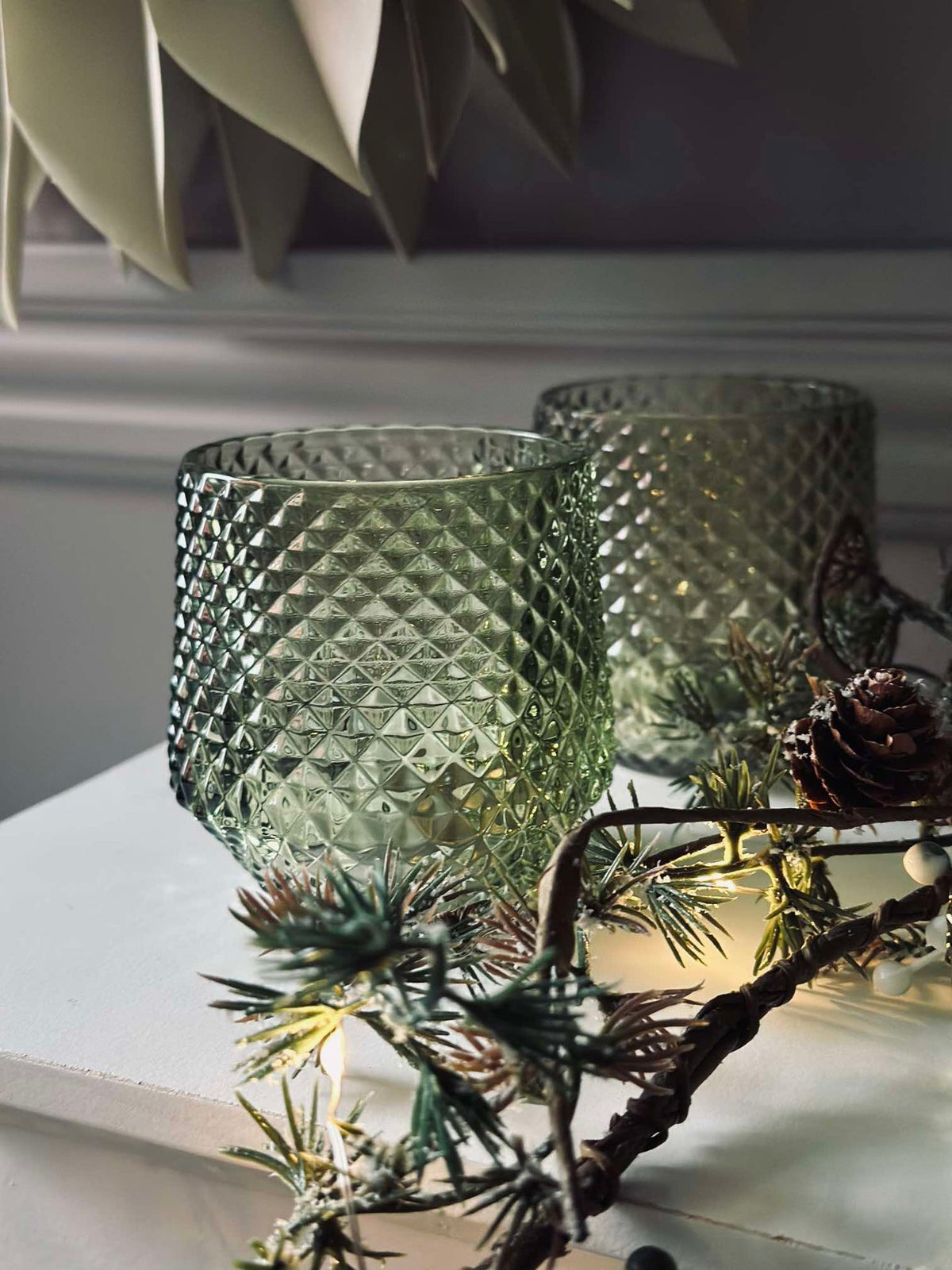Bougeoirs en verre Vert - Lot de 3 pièces
